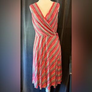 Bailey 44 Red Striped Wrap Dress, Med Petite